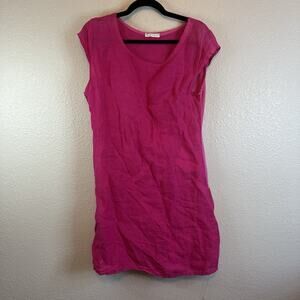 Made In Italy Dress‎ Women Dress Small ? Linen Pocket Minimalist Shift Pink